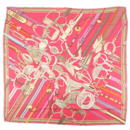 HERMES-Carre-90-Silk-100%-Scarf-CONCOURS-DETRIERS-Pink