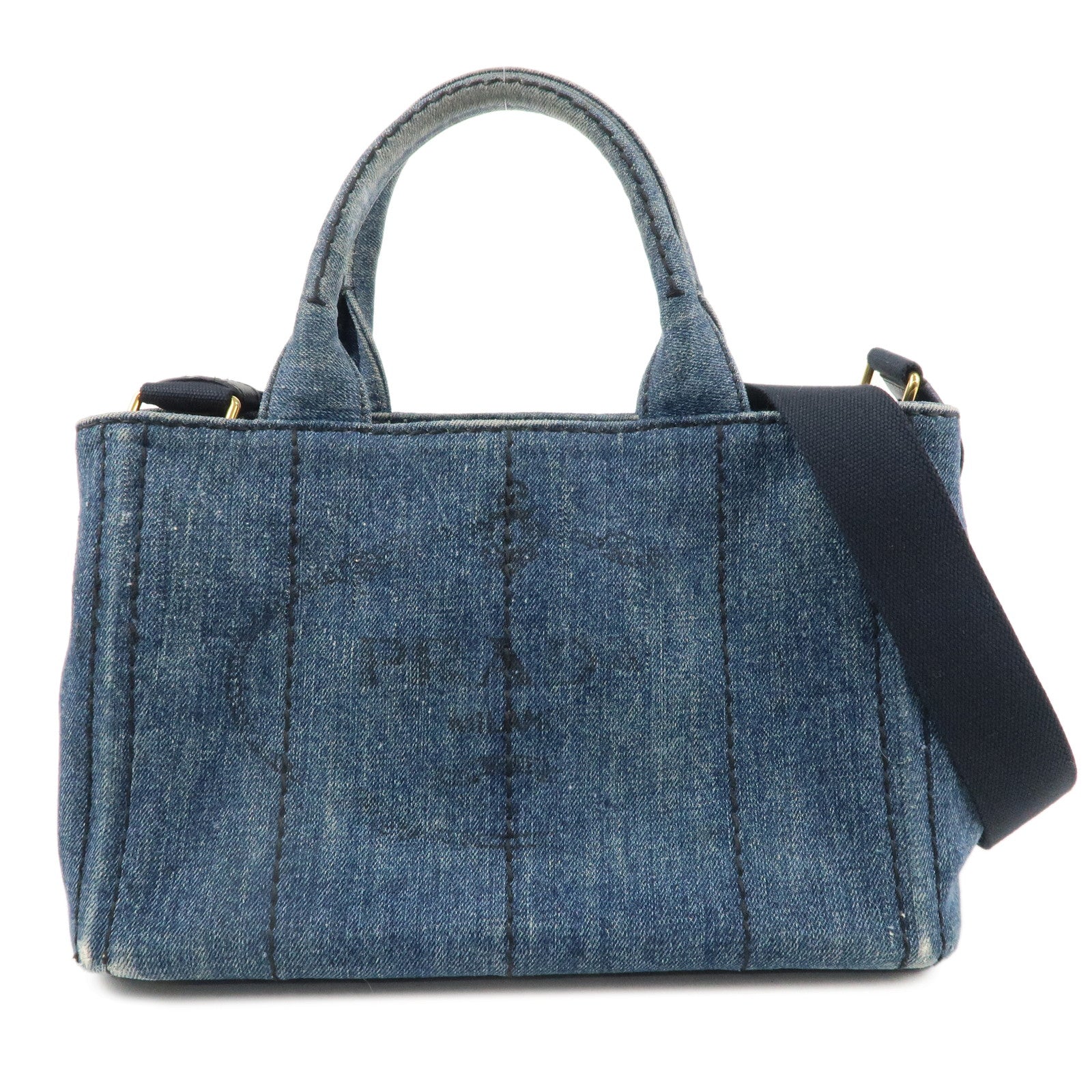 PRADA Denim Canapa Mini Canvas 2Way Bag Hand Bag Blue B2439G