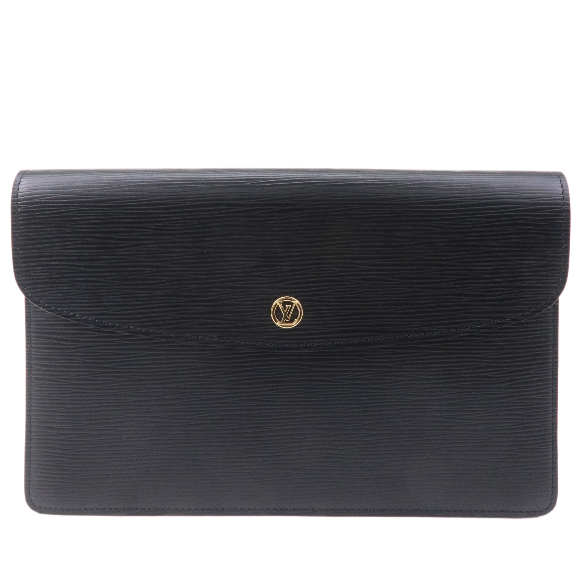 Louis Vuitton Black Epi leather Montaigne Clutch Bag