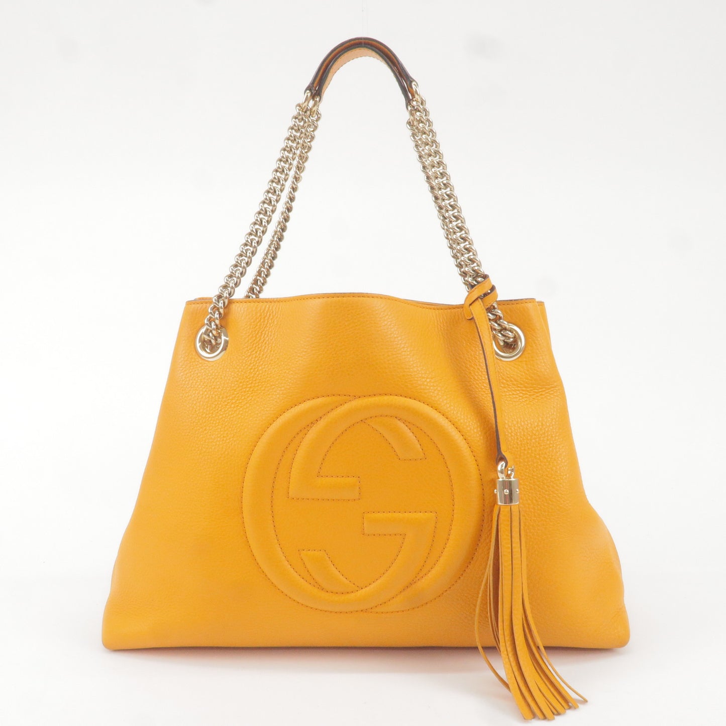 GUCCI SOHO Leather Chain Shoulder Bag Orange 308982