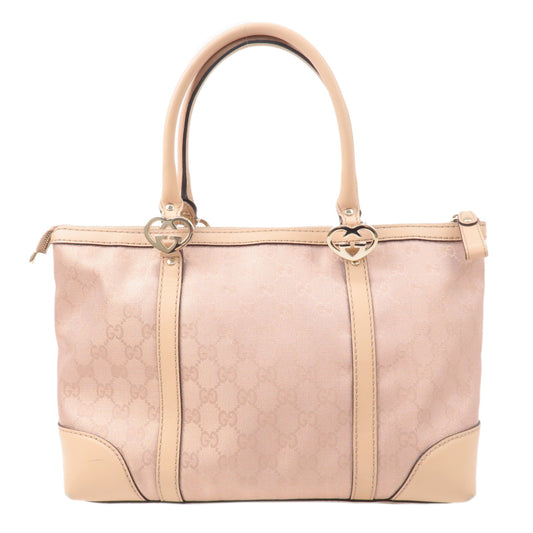 GUCCI-Lovely-GG-Canvas-Leather-Tote-Bag-Hand-Bag-Pink-257069