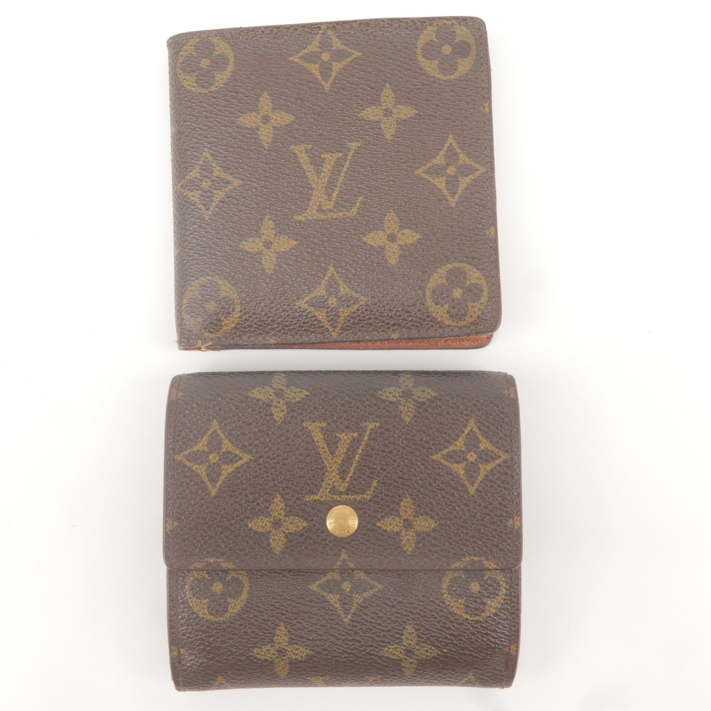 Set of 2 Louis Vuitton Monogram Bi-Fold Wallet M61675 M61654