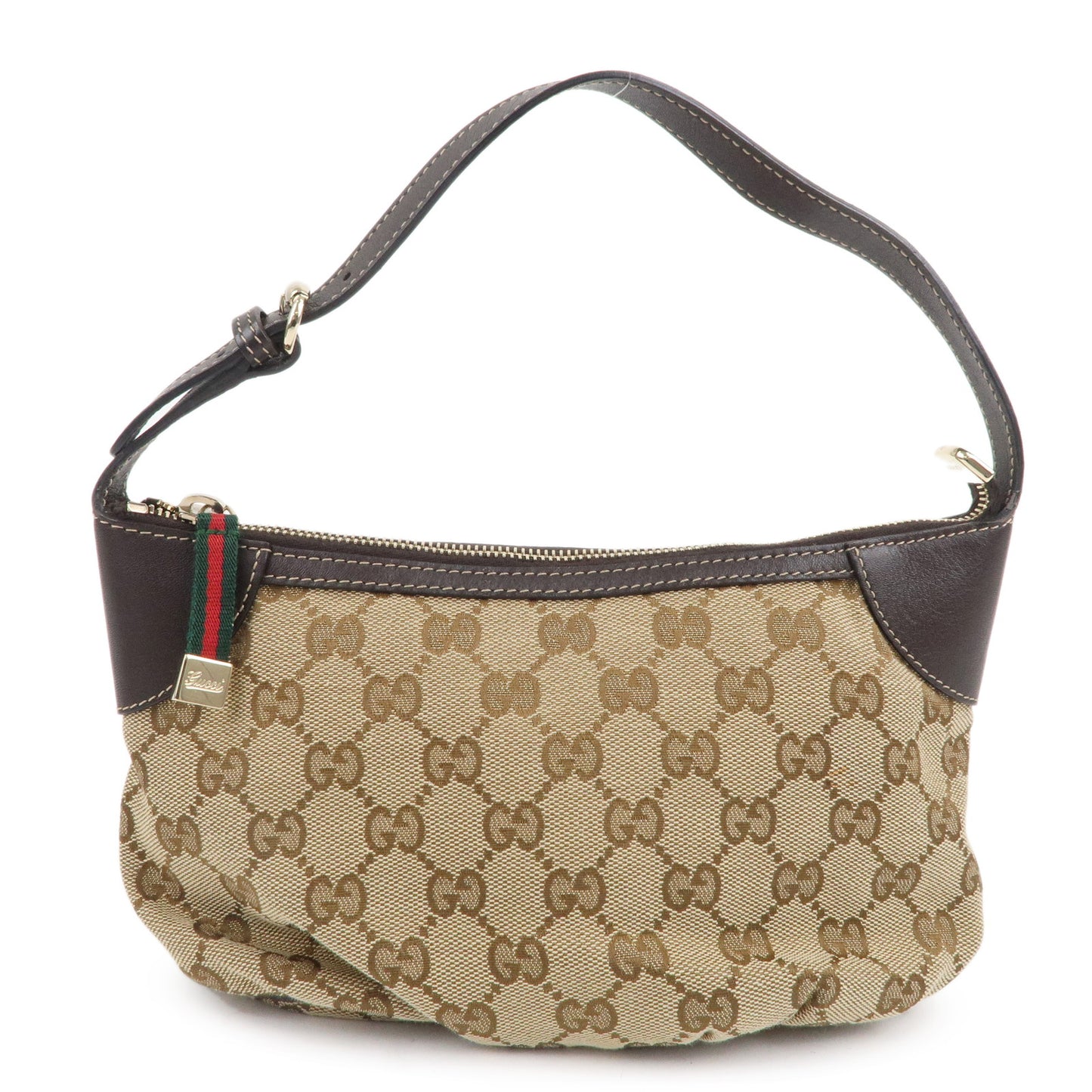 GUCCI Sherry GG Canvas Leather Shoulder Bag Beige Brown 224093