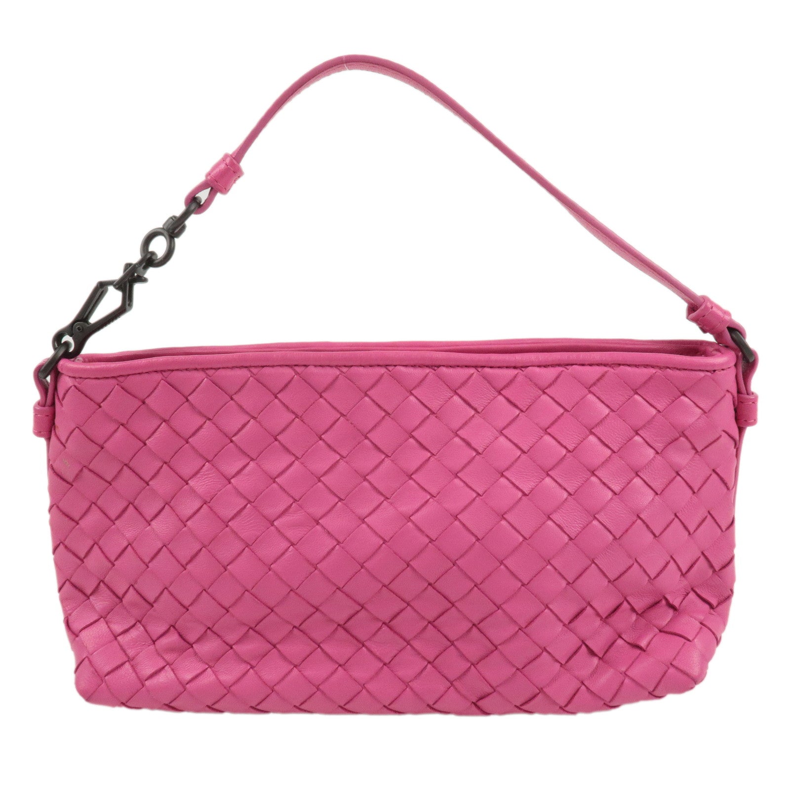 BOTTEGA-VENETA-Intrecciato-Leather-Hand-Bag-Pink