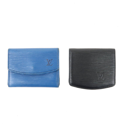 Louis-Vuitton-Epi-Set-of-2-Coin-Case-Blue-Black-M63415-M63702