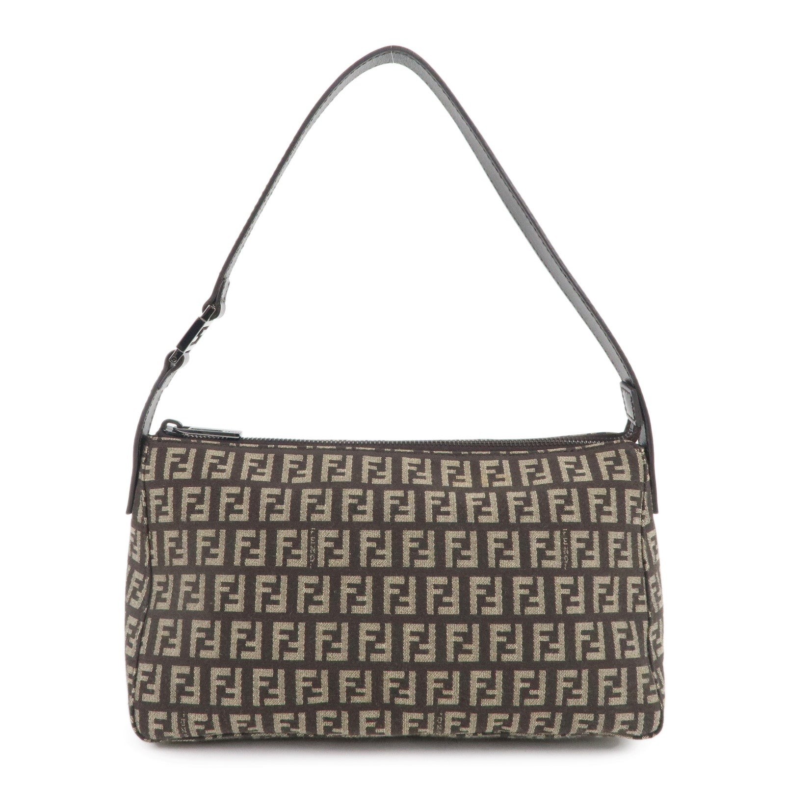 FENDI-Zucchino-Canvas-Leather-Shoulder-Bag-Beige-Brown-8BR444