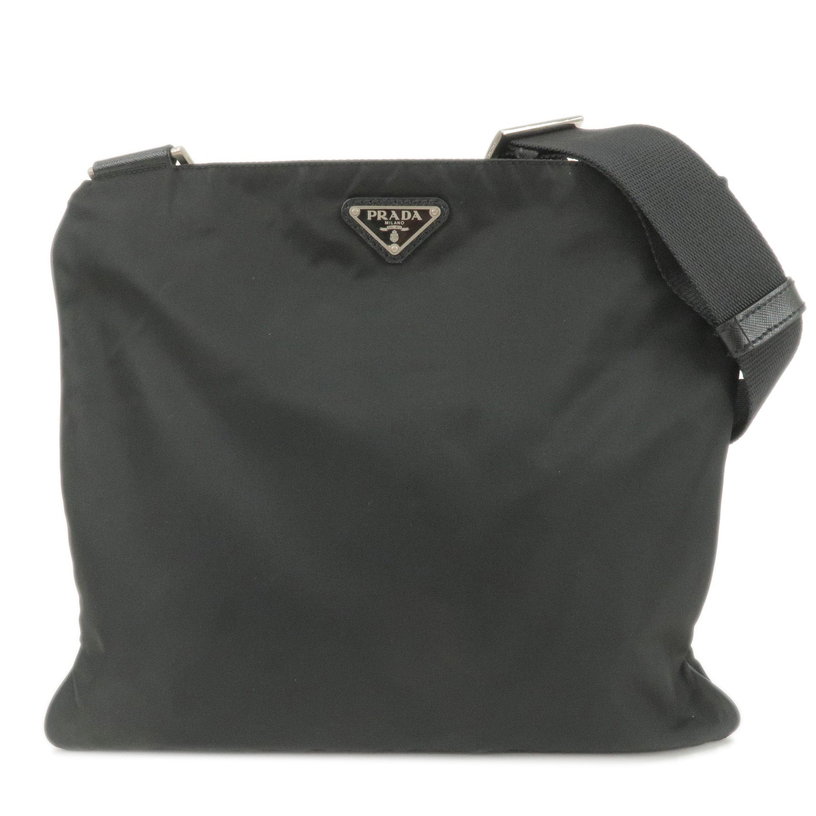 PRADA-Nylon-Leather-Shoulder-Bag-Crossbody-Bag-NERO-Black