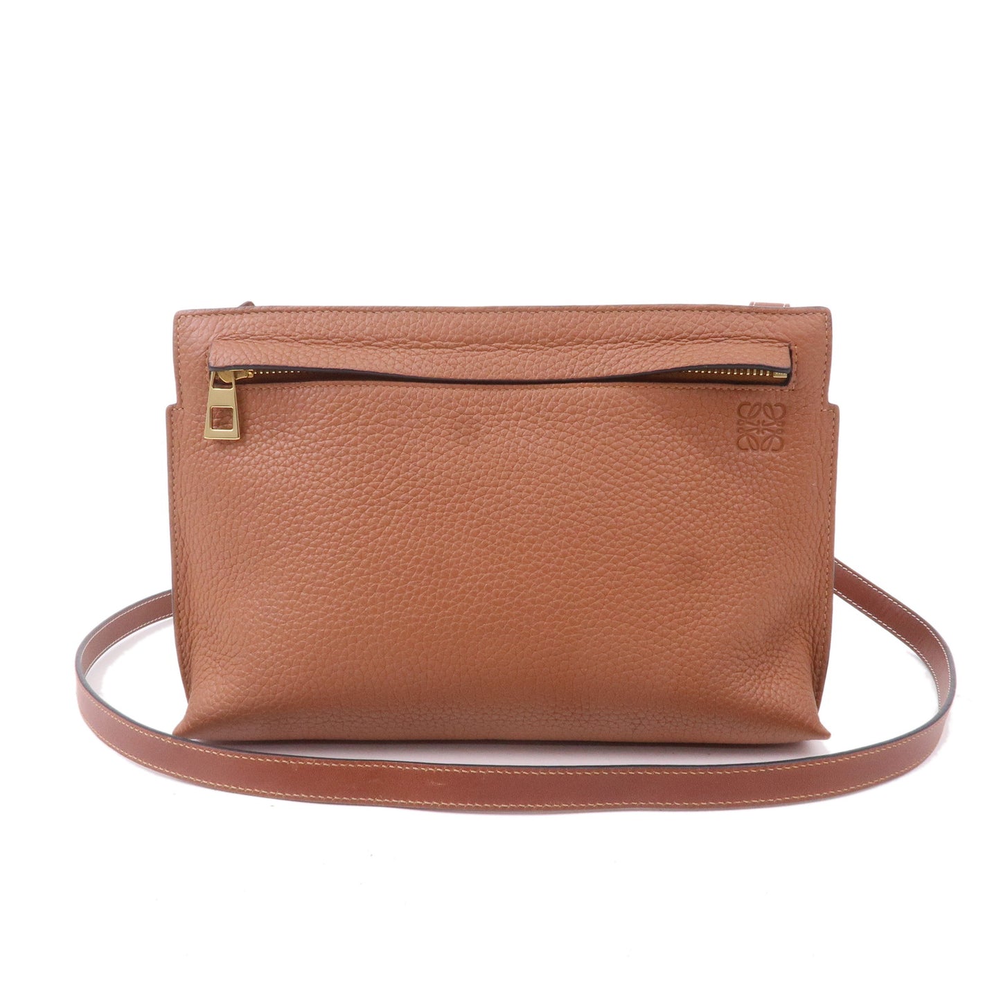 LOEWE-Leather-T-Pouch-Shoulder-Bag-Crossbody-Bag-Brown