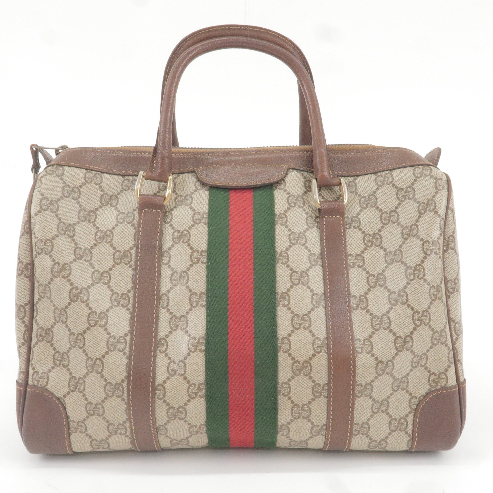Gucci Handbag Mini Boston Bag G Motif Pattern Beige Brown