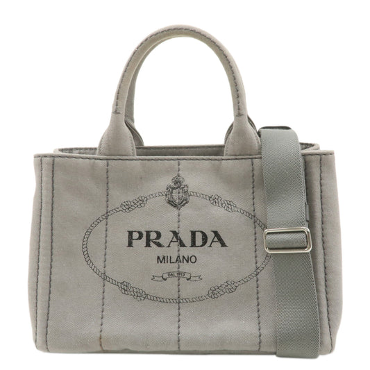 PRADA-Logo-Canapa-Mini-Canvas-2Way-Bag-Hand-Bag-Gray-1BG439