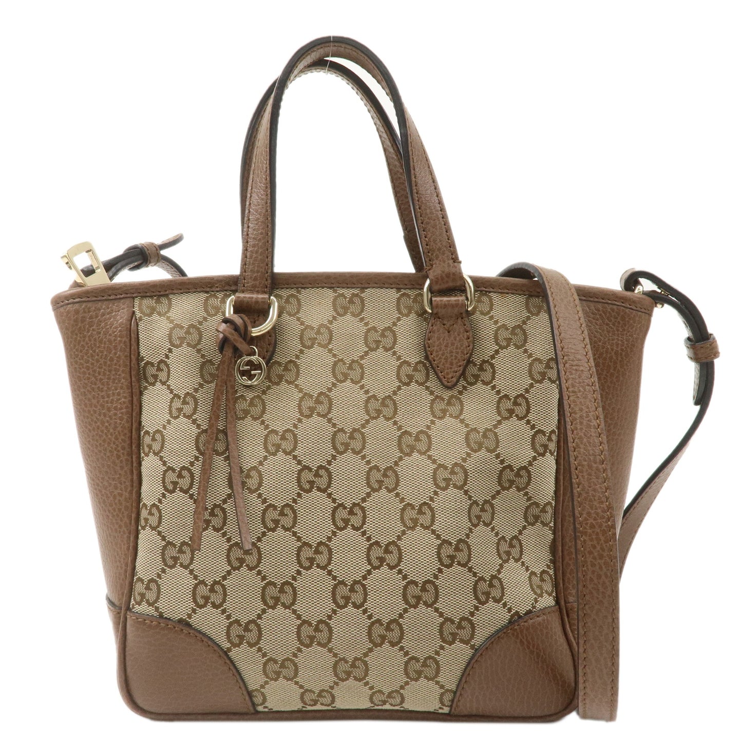 GUCCI-GG-Canvas-Leather-2WAY-Bag-Hand-Bag-Beige-Brown-449241