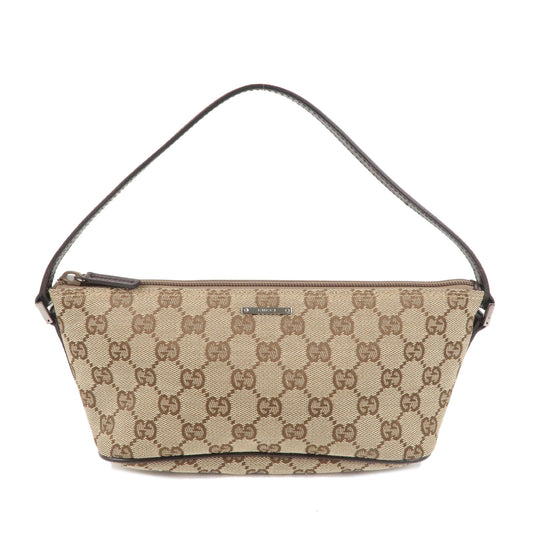 GUCCI-Boat-Bag-GG-Canvas-Leather-Hand-Bag-Pouch-Beige-Brown-07198