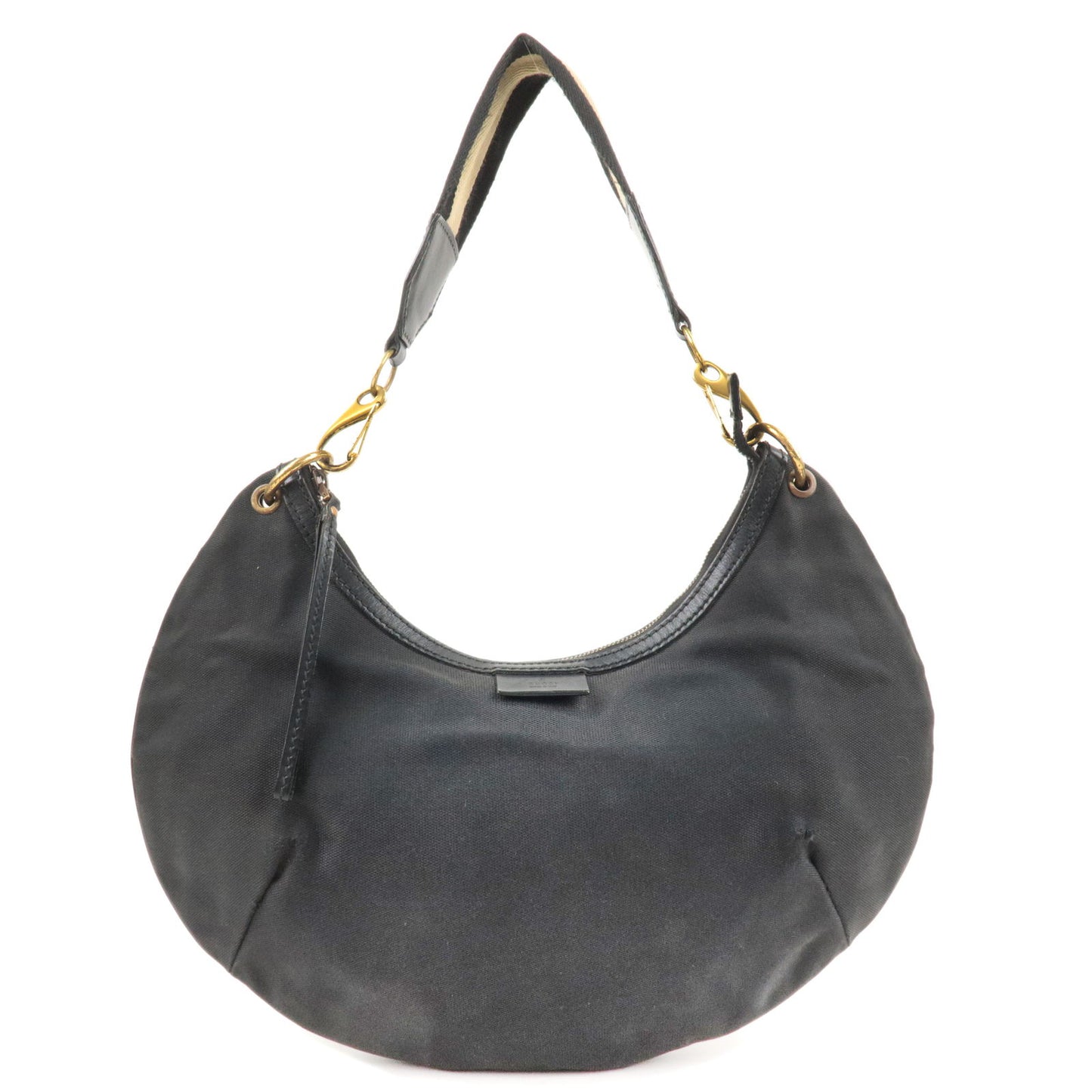 GUCCI-Hobo-Canvas-Leather-Bag-Shoulder-Bag-Black-106663