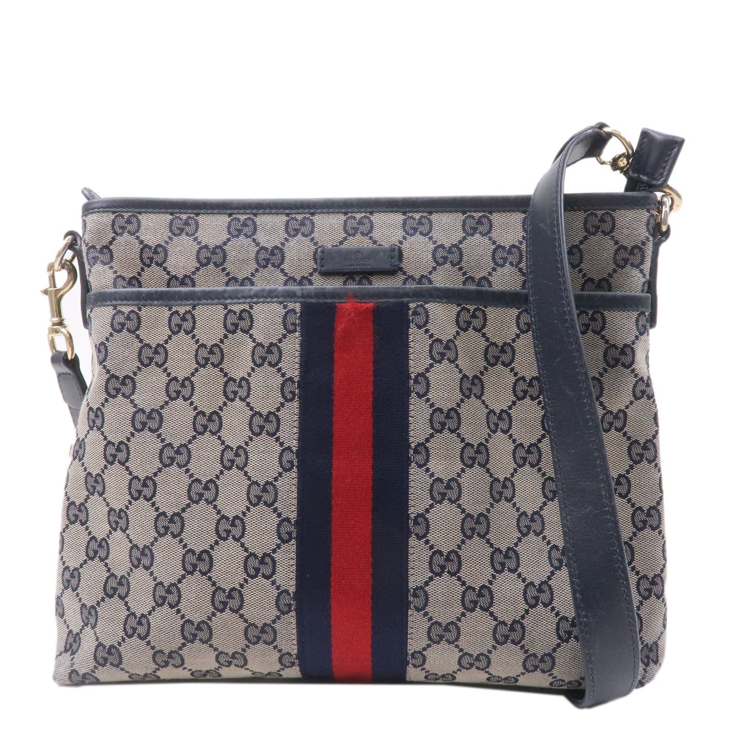 GUCCI-Sherry-GG-Canvas-Leather-Shoulder-Bag-Navy-Beige-388926