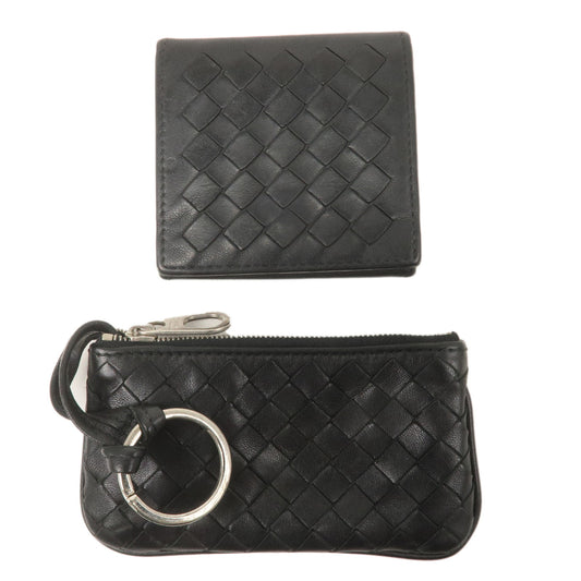 BOTTEGA-VENETA-Intrecciato-Set-of-2-Leather-Coin-Case-Black-131232