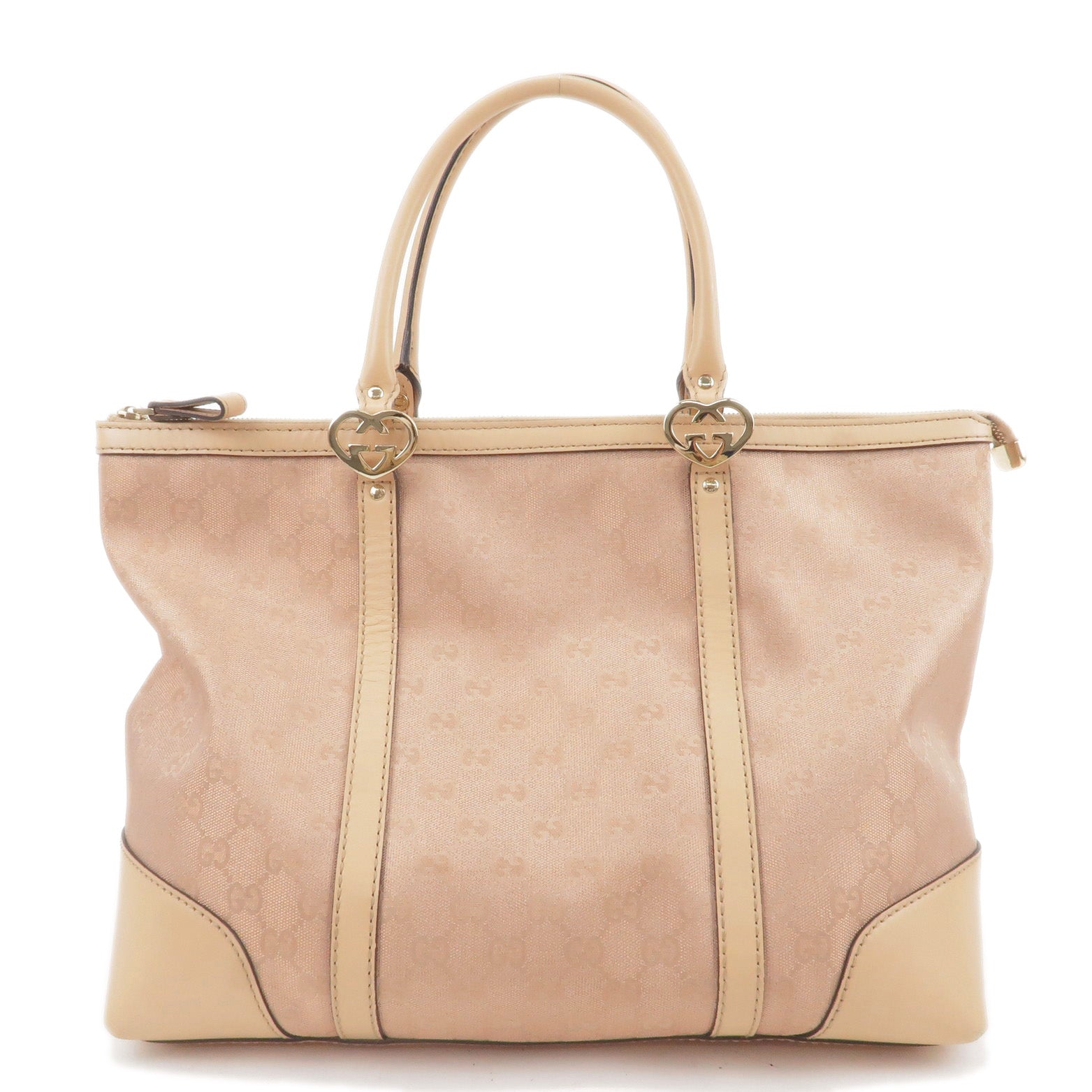 GUCCI-Lovely-GG-Canvas-Leather-Tote-Bag-Pink-Beige-257068