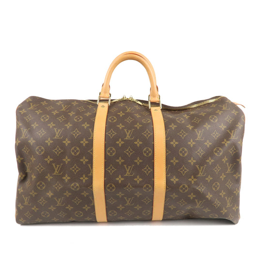 AuthenticLouis-Vuitton-Monogram-Keep-All-55-Boston-Bag-Brown-M41424