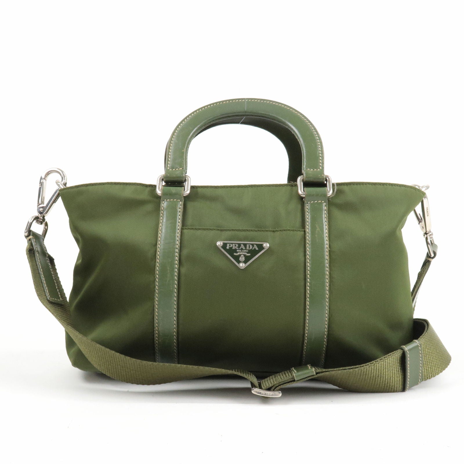 PRADA-Nylon-Leather-2Way-Bag-Hand-Bag-Green-BN1052 – dct