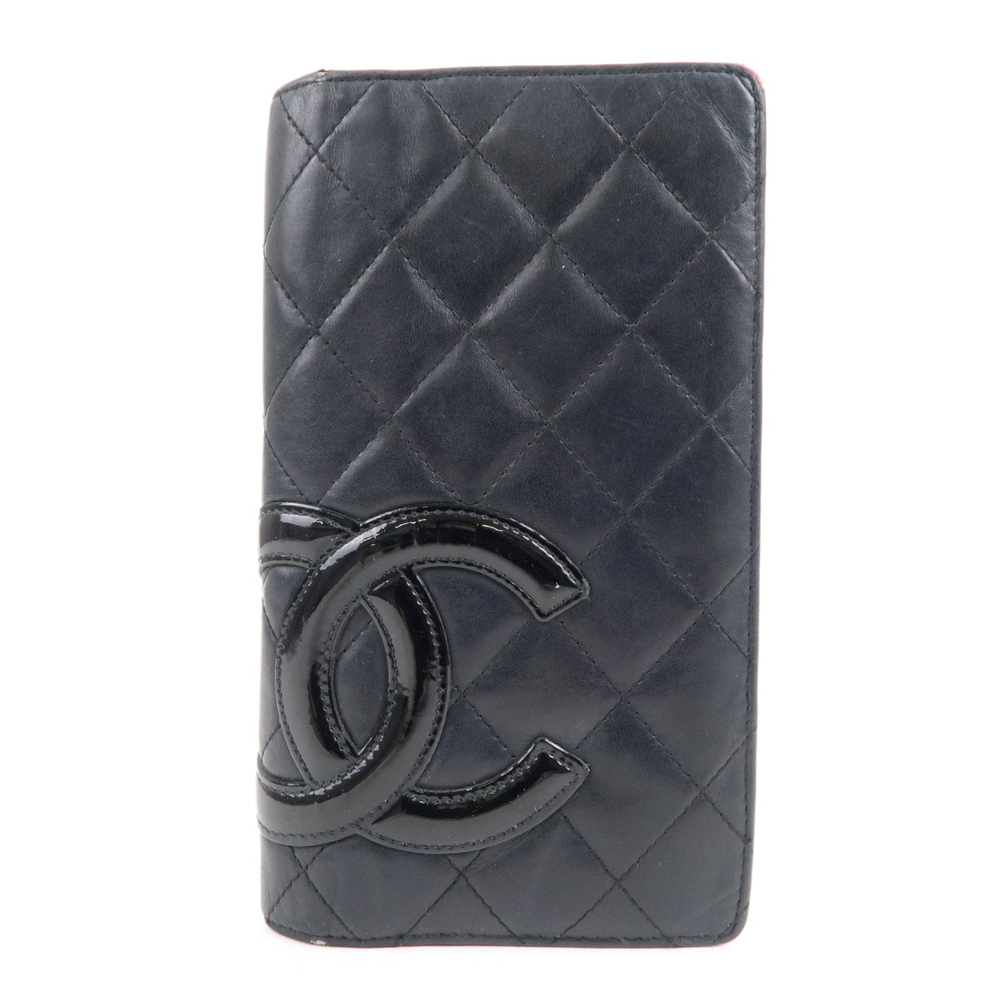 CHANEL-Cambon-Line-Lamb-Skin-Bi-fold-Wallet-Black-A26717