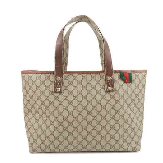 GUCCI-Sherry-GG-Supreme-Leather-Tote-Bag-Brown-Beige-211134