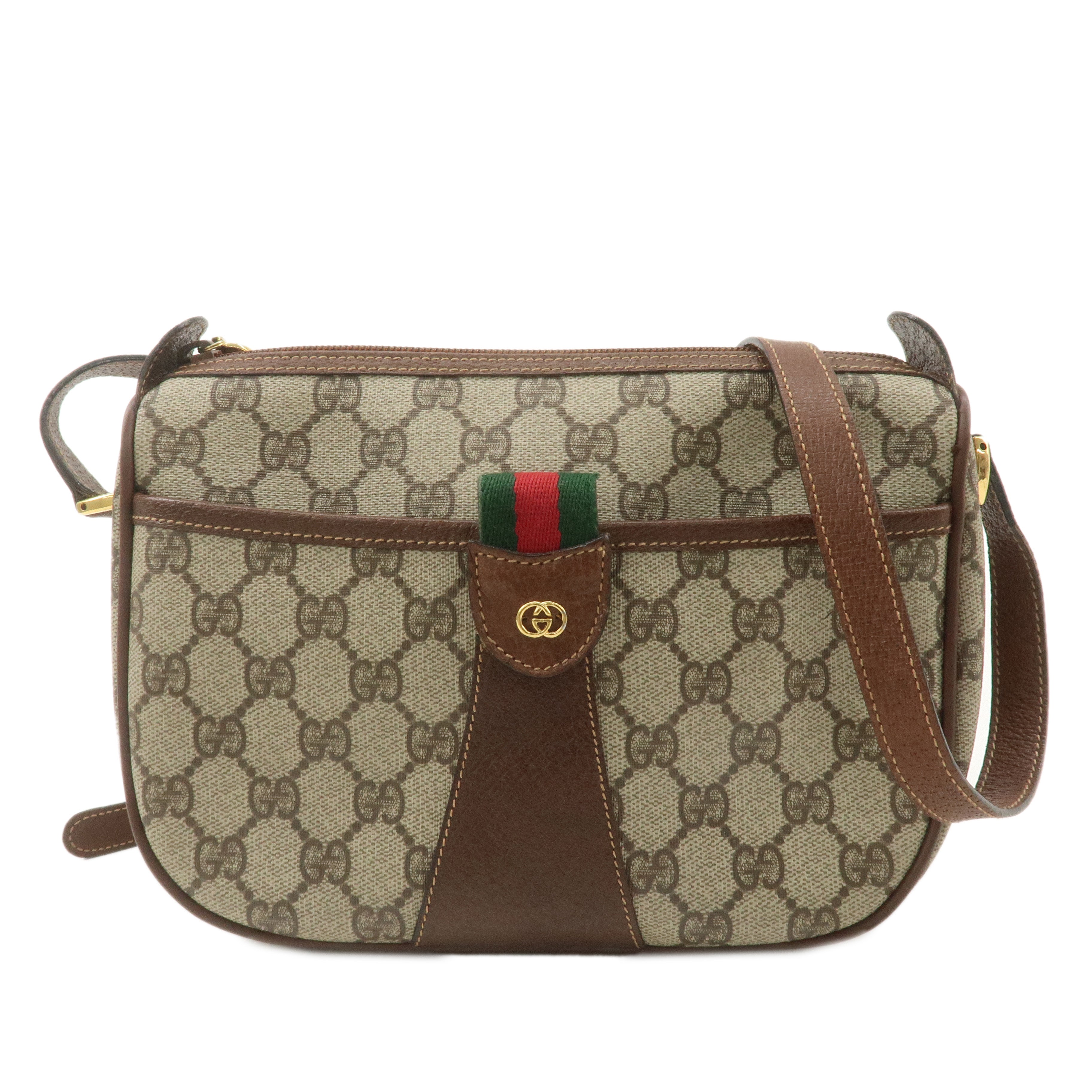 GUCCI Old Gucci Sherry GG Plus Leather Shoulder Bag 001.58.6177