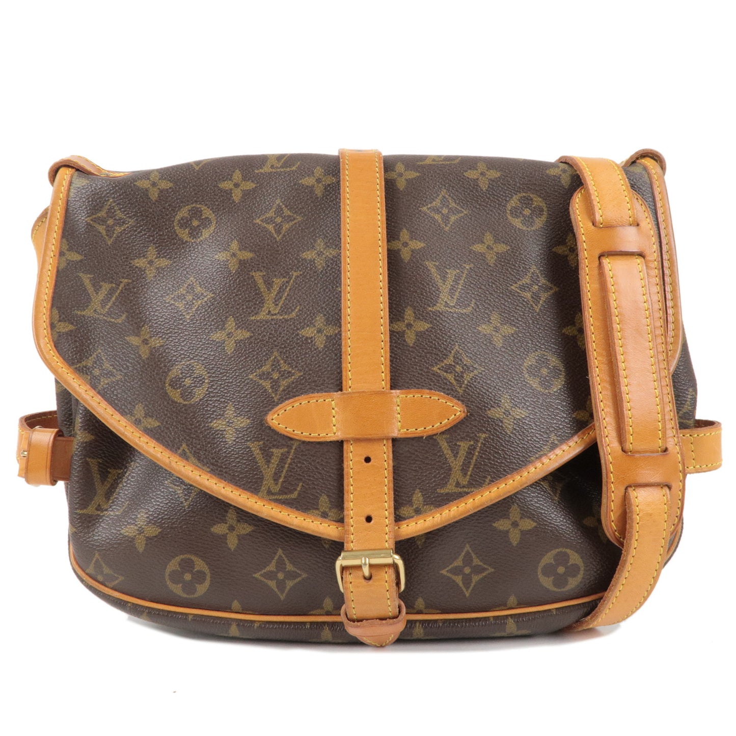 Louis Vuitton, Bags, Authentic Louis Vuitton Shoulder Bag M42256 Brown  Monogram Saumur From Japan