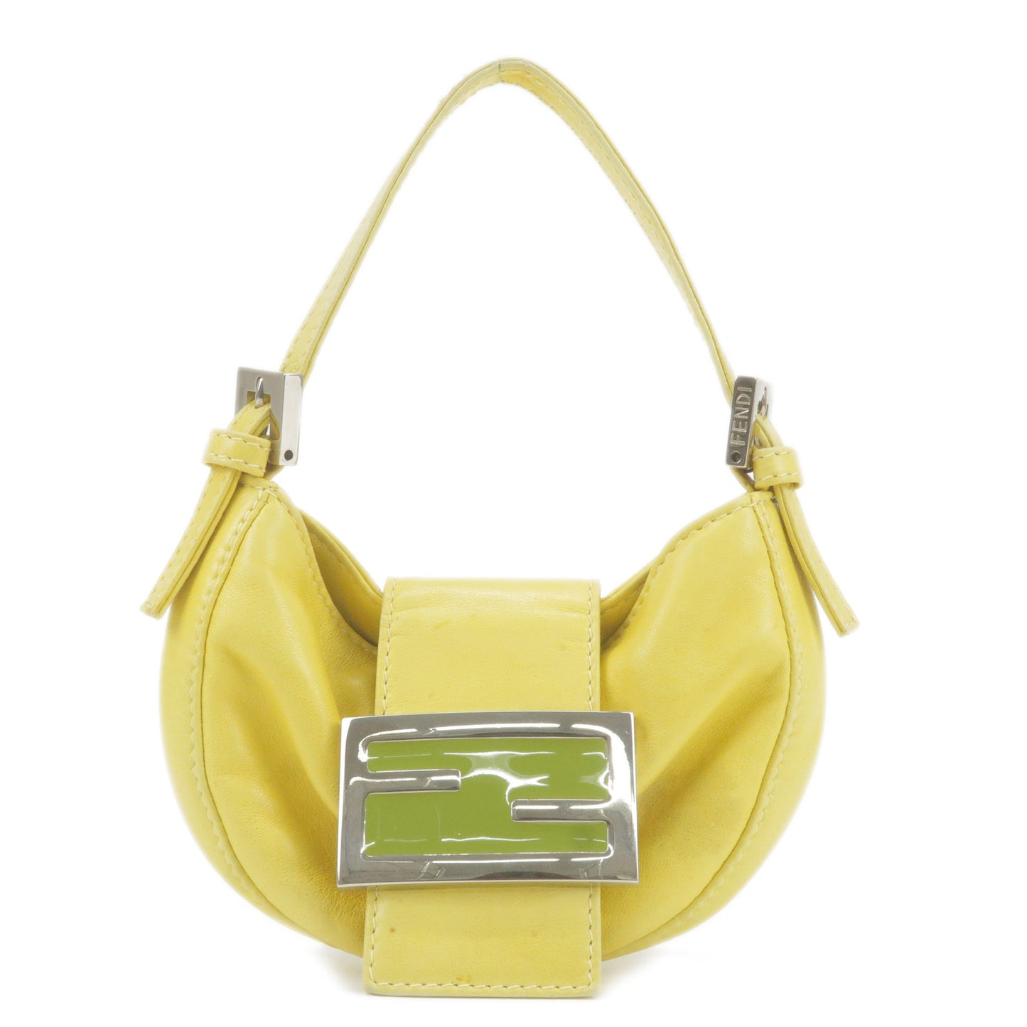 FENDI-Mini-Croissant-Hand-Bag-Mini-Bag-Leather-Yellow-26673