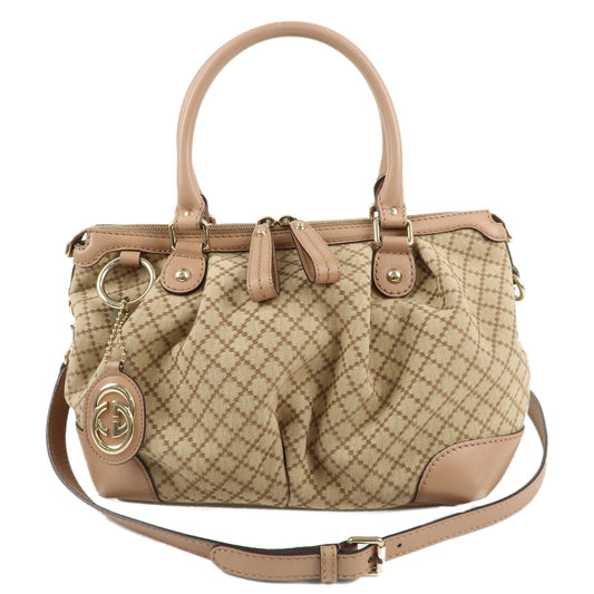 GUCCI-Diamante-Canvas-Leather-2way-Bag-Hand-Bag-Pink-Beige-247902