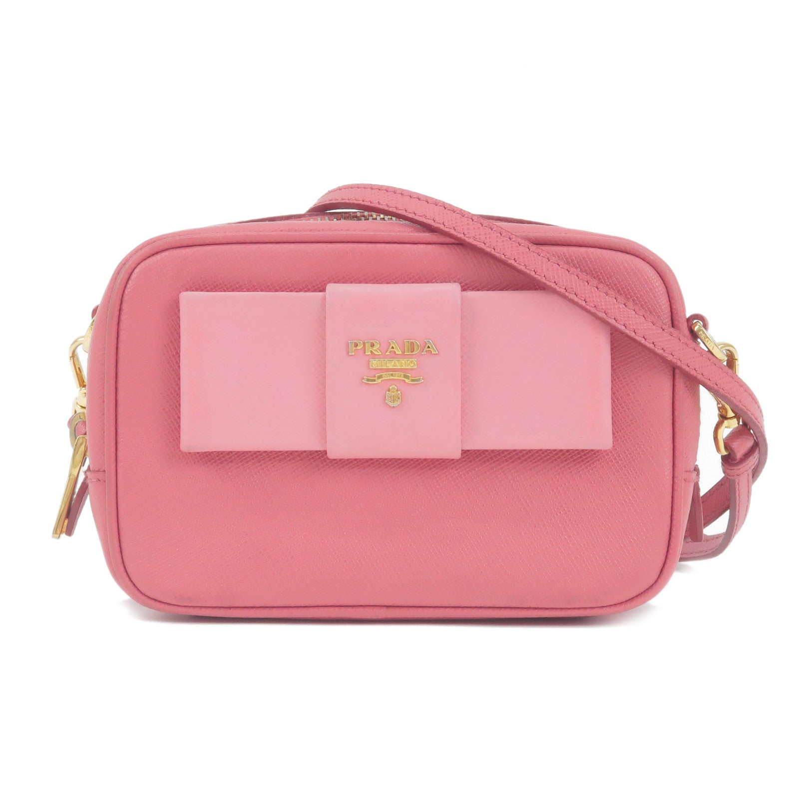 PRADA-Bow-Ribbon-Leather-Shoulder-Bag-Purse-Pink