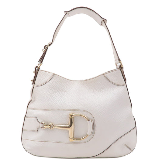 GUCCI-Horsebit-GG-Leather-Shoulder-Bag-Ivory-Gold-Hardware-137388