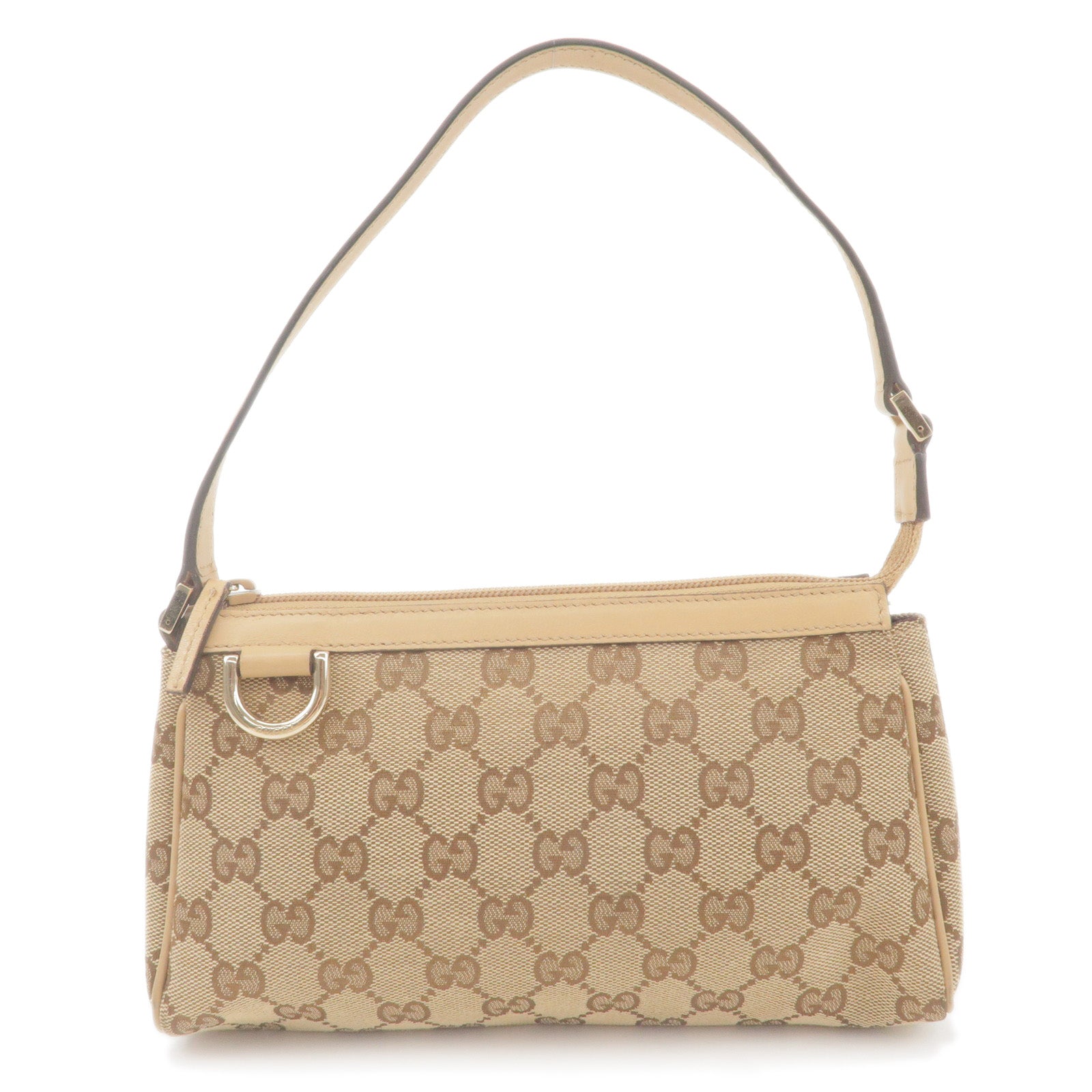 GUCCI-Abbey-GG-Canvas-Leather-Hand-Bag-Beige-Brown-145750