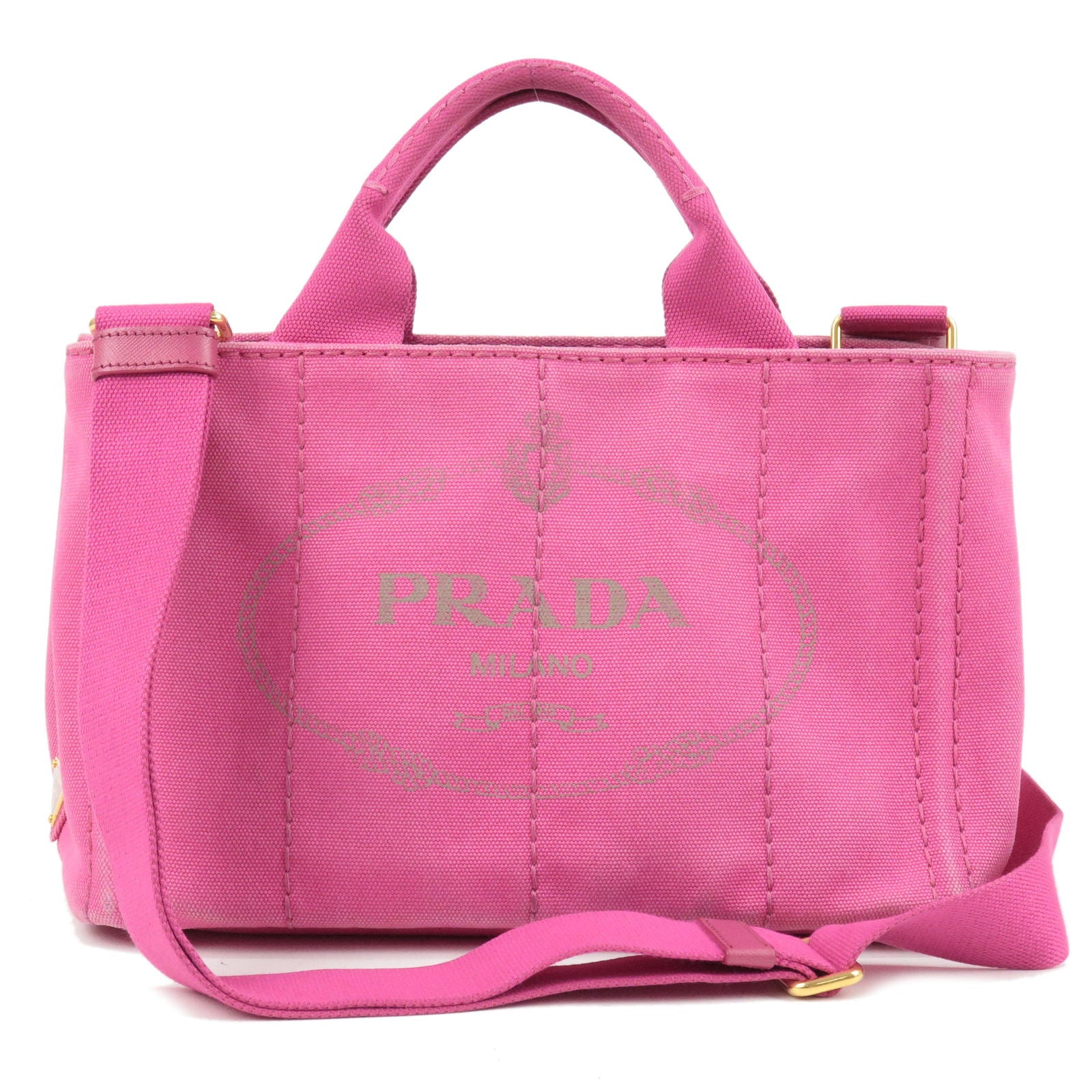 PRADA-Canapa-Mini-Canvas-2Way-Bag-Shoulder-Bag-Hand-Bag-Pink