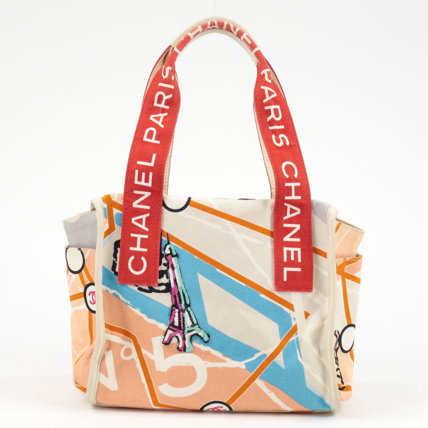 CHANEL Cruise Line Canvas Spangle Paris Map Tote Bag A30833