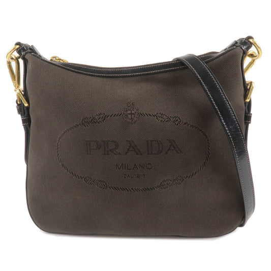PRADA-Logo-Jacquard-Leather-Shoulder-Bag-Black-Brown