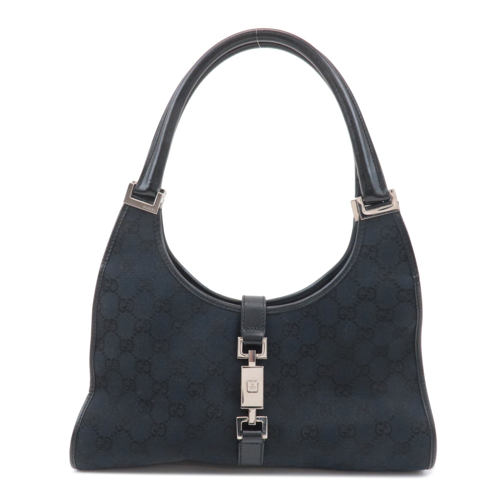 GUCCI-Jackie-GG-Canvas-Leather-Shoulder-Bag-Black-002.1067