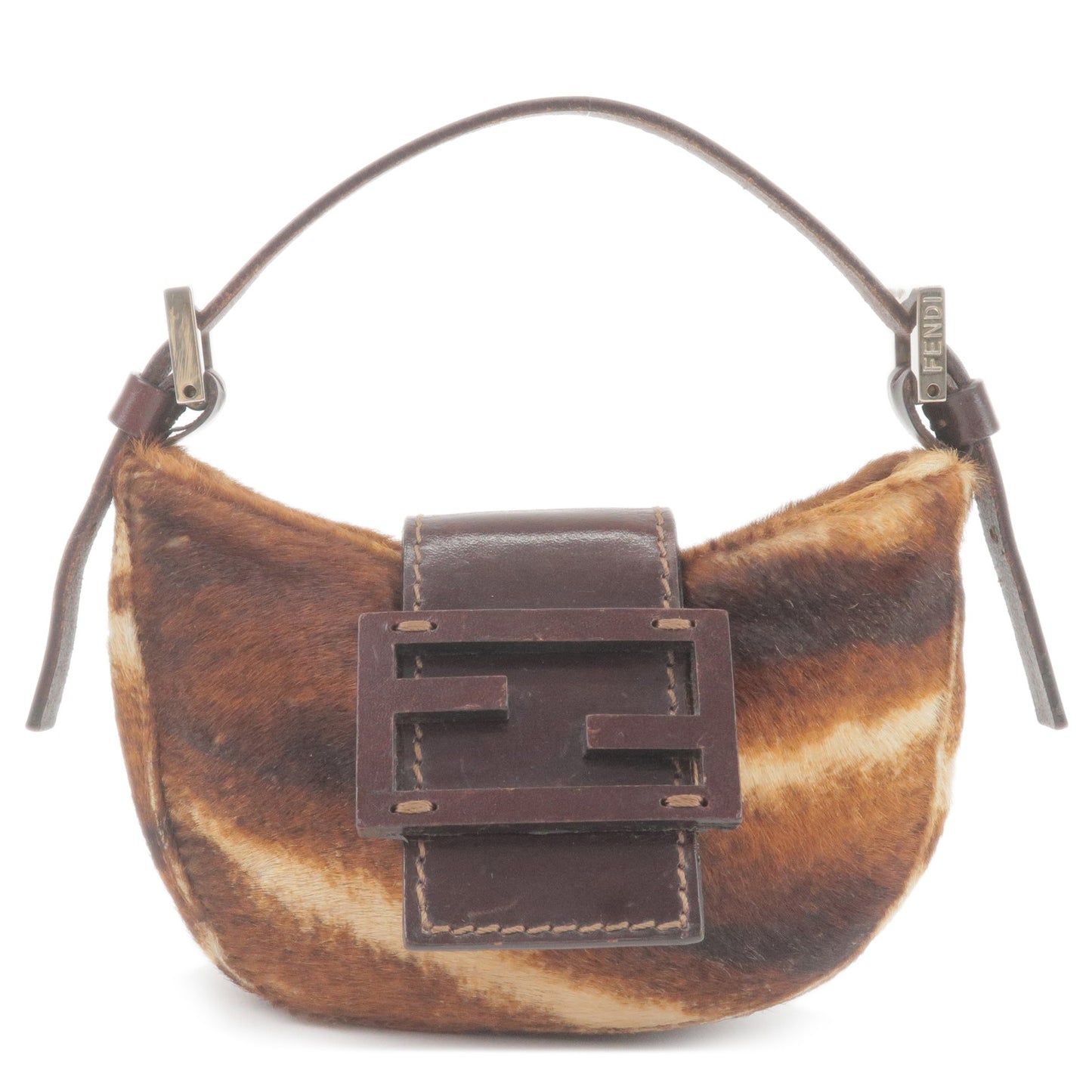 FENDI-Unborn-Calf-Leather-Mini-Croissant-Hand-Bag-Brown-26673