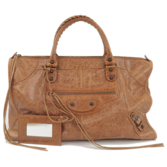 BALENCIAGA-The-Work-Leather-Hand-Bag-Brown-132110