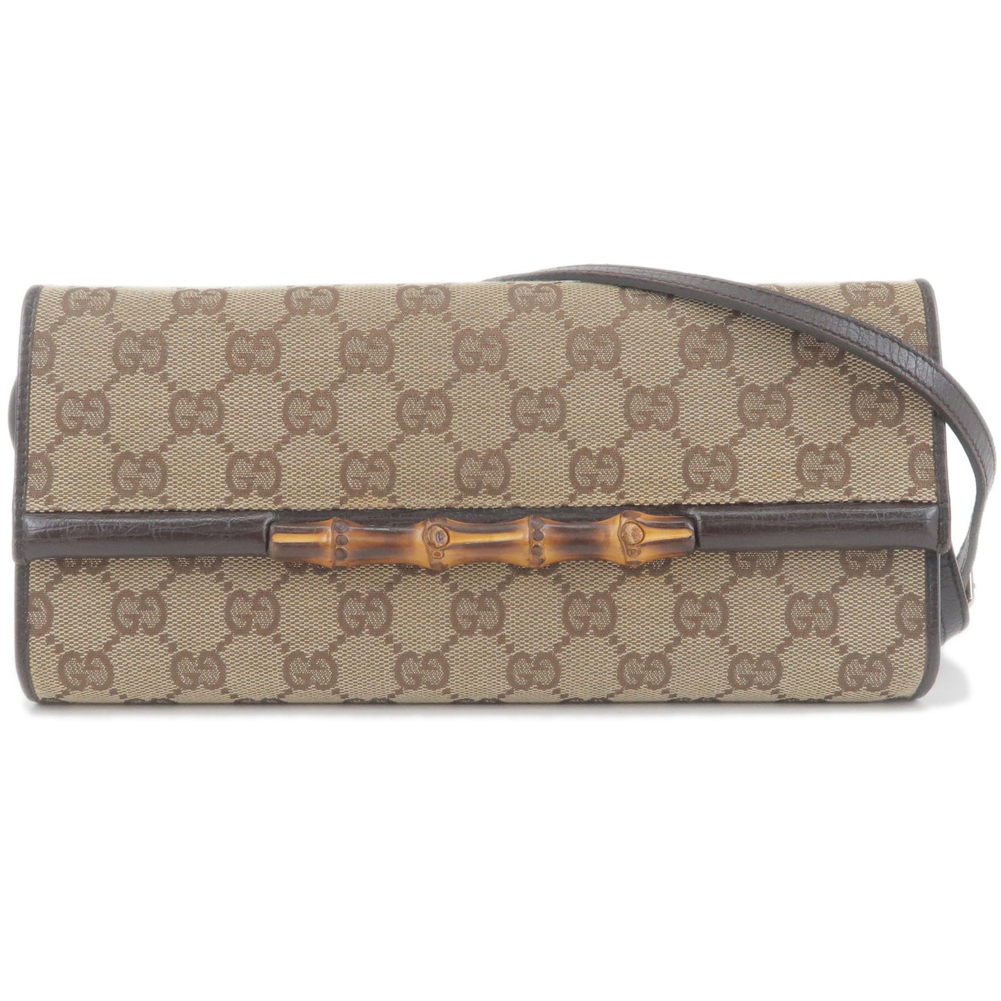 GUCCI-Bamboo-GG-Canvas-Leather-2Way-Shoulder-Bag-Brown-117594