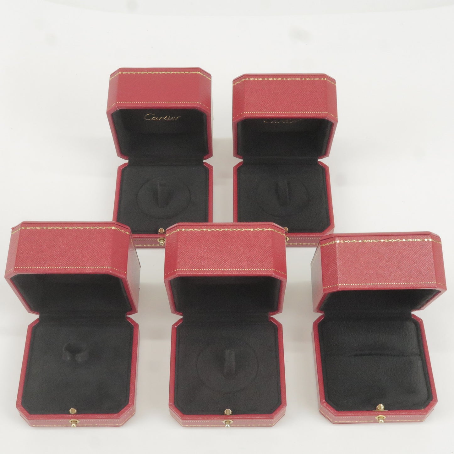 Cartier Set of 5 Ring Box Jewelry Box For Ring Red