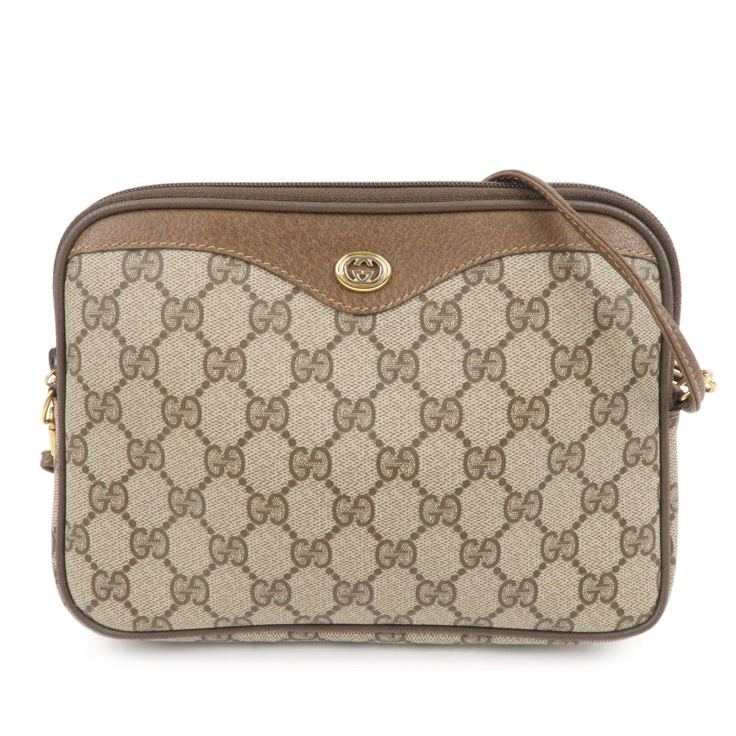 GUCCI Old Gucci GG Plus Leather Shoulder Bag Beige 97.02.068