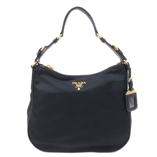 PRADA-Nylon-Leather-Hand-Bag-Shoulder-Bag-Black-BR4987