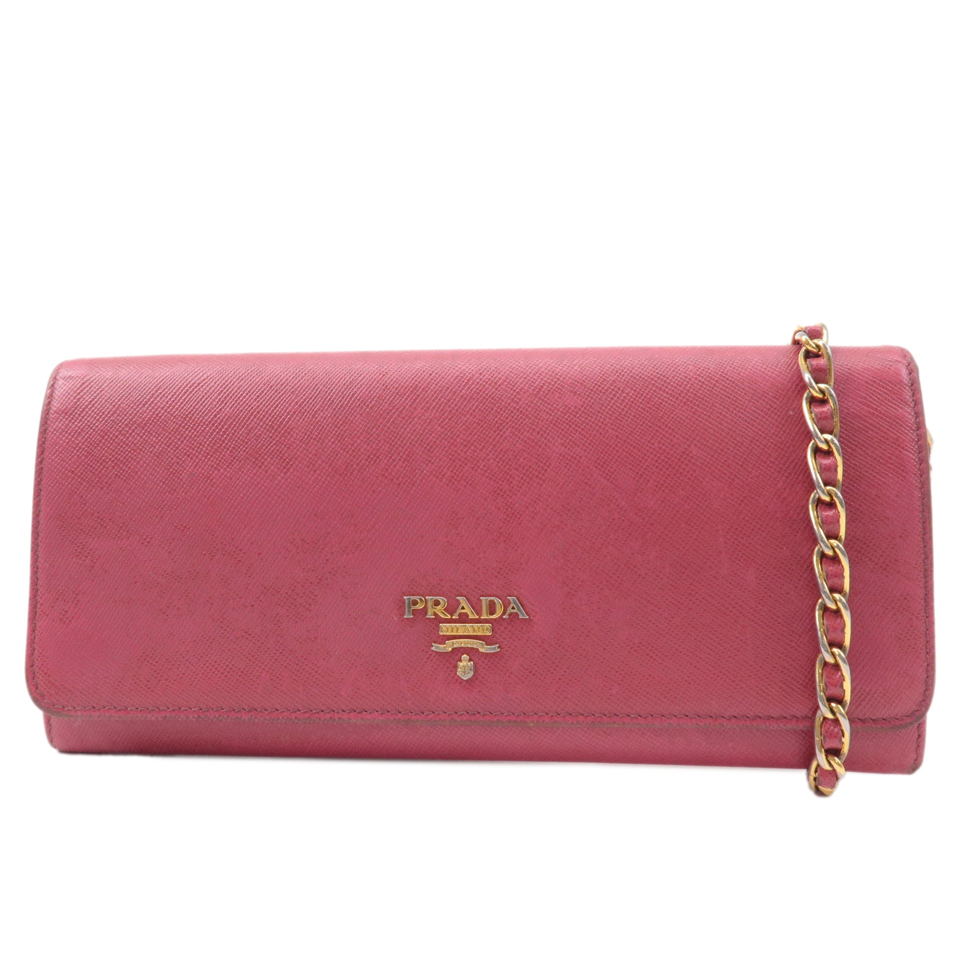 Prada Pink Saffiano Wallet on Chain