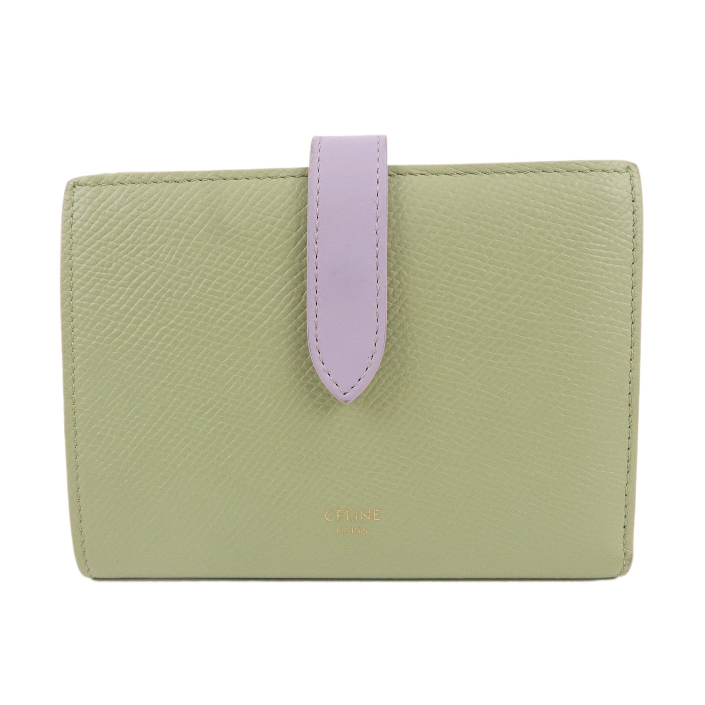CELINE Leather Medium Strap Wallet Sage Lira Green Purple 10B64