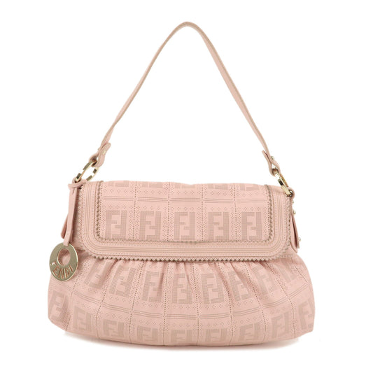 FENDI-Zucca-Leather-Punching-Shoulder-Bag-Pink-8BR445
