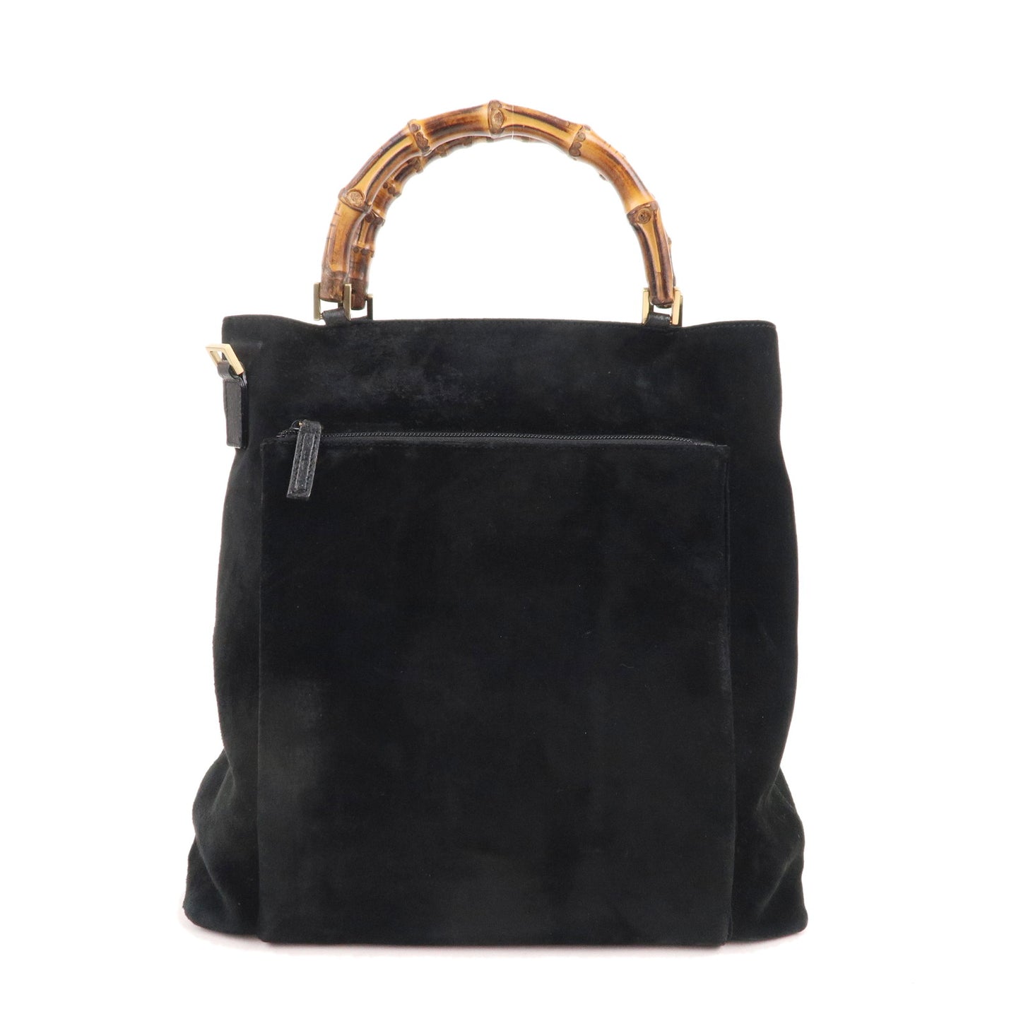 GUCCI Bamboo Suede Leather Hand Bag Black 002.2122.0506