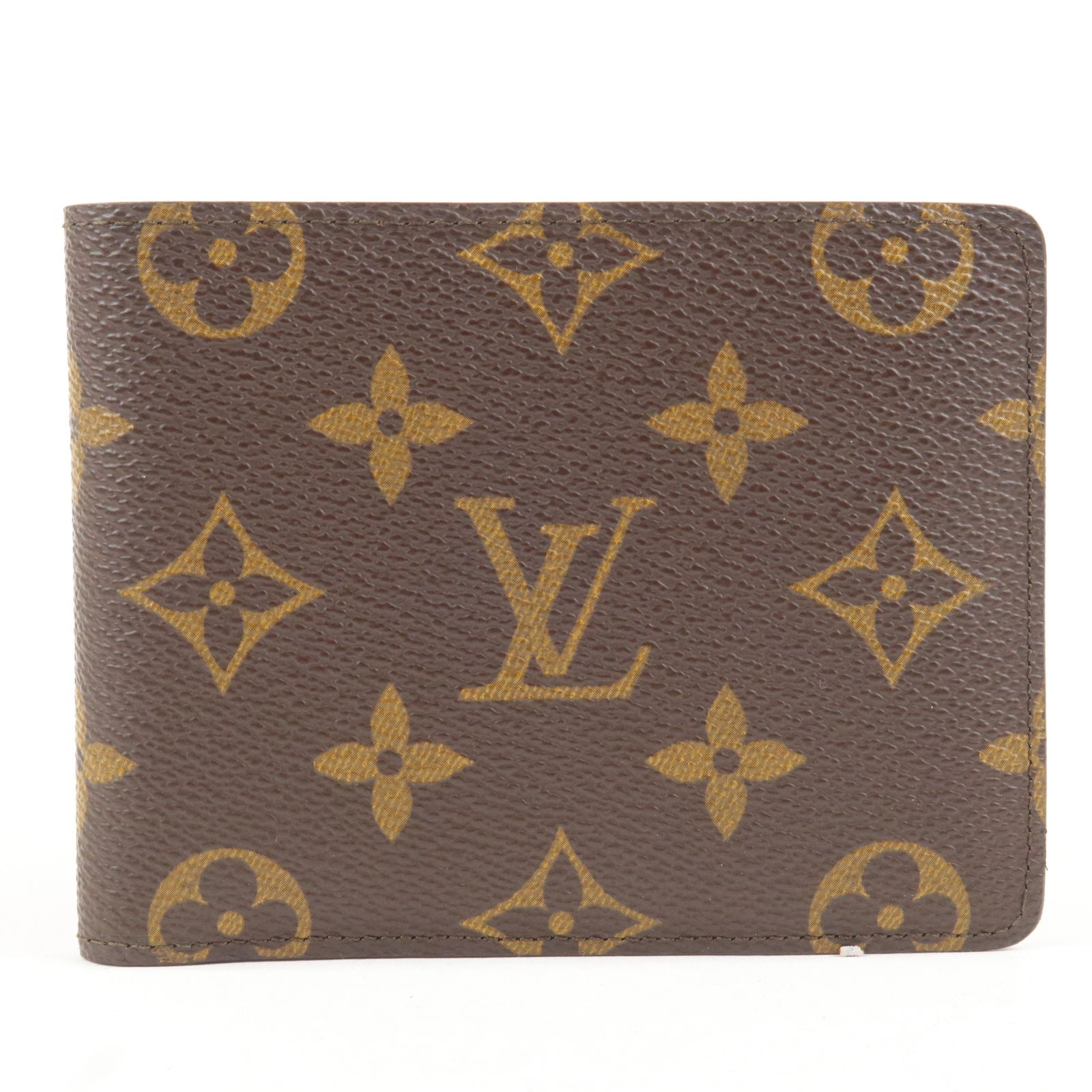 Louis Vuitton Leather Folding Wallet Small Wallet Logo Folding