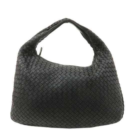 BOTTEGA-VENETA-Intrecciato-Hobo-Leather-Shoulder-Bag-Black-115653