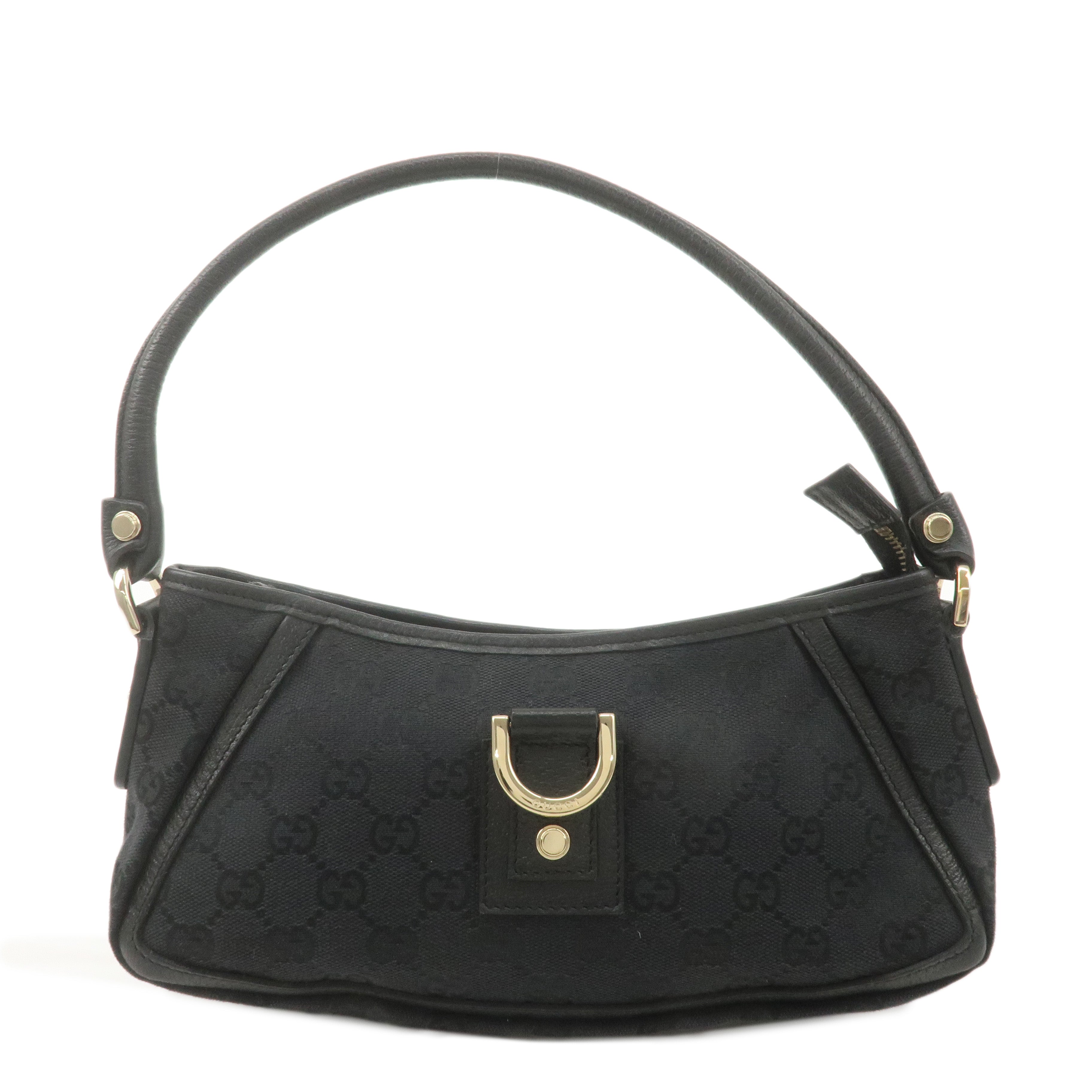 GUCCI Abbey GG Canvas Leather Pouch Shoulder Bag Black 130939