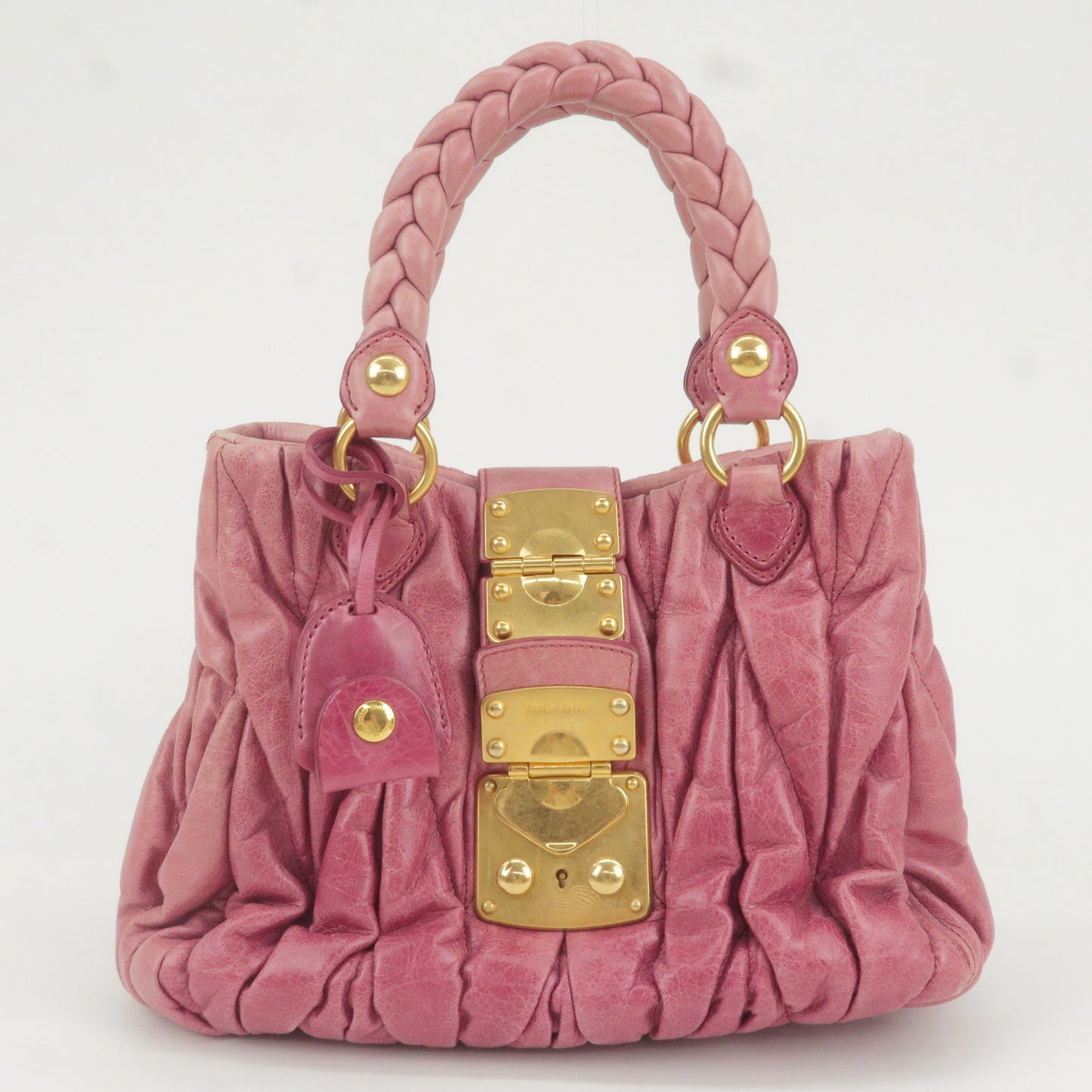 MIU MIU Matelasse Leather 2Way Bag Hand Bag Shoulder Bag Pink