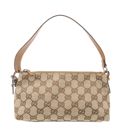 GUCCI-GG-Canvas-Leather-Hand-Bag-Pouch-Beige-Brown-103399